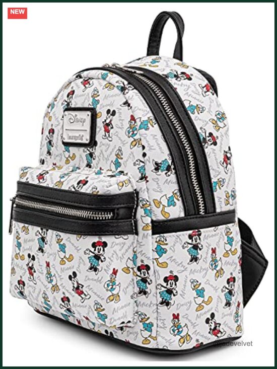 Loungefly Disney Mickey Minnie Donald Daisy Faux Leather Mini Backpack Handbag